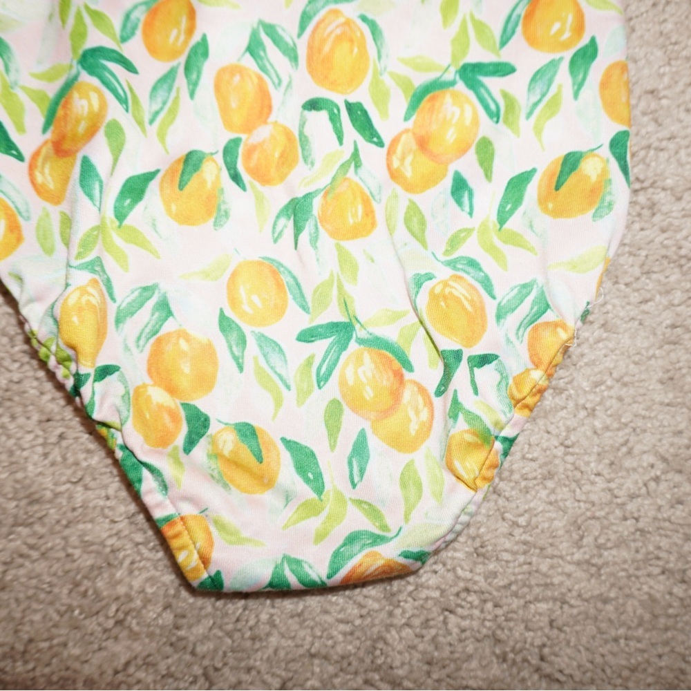 3T J. Bailey Lemon Print One-Piece Swimsuit with Green Stripe Ruffle - Picture 4 of 6